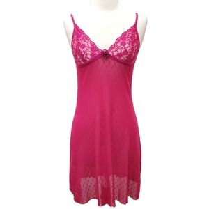 Vintage Victoria's Secret Lace Chemise Nightie Lingerie Pink Made in USA Sz M